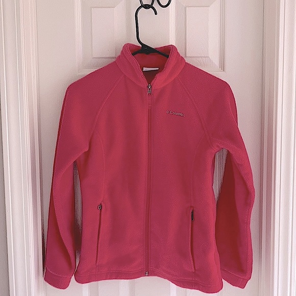 EUC Girls Columbia Bright Pink Zip Up Size Large - Picture 4 of 13